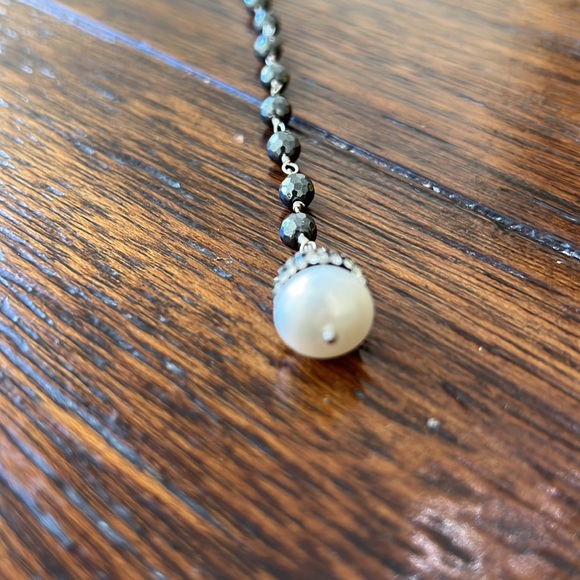 Mother of Pearl, Crystal,Sterling & Stone Lariat Necklace NWT - Picture 4 of 4
